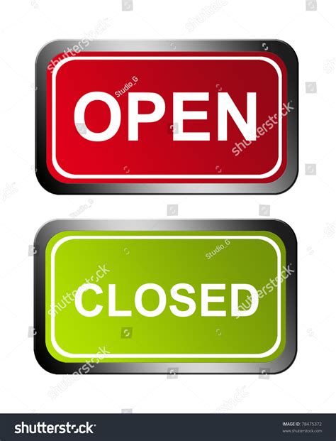 Red And Green Open And Closed Signs Over White Background Stock Photo