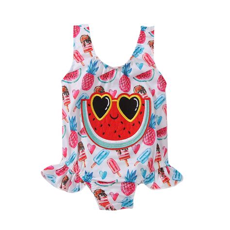 Imcute Little Girl Swimwear,Round-Neck Sleeveless Watermelon Ice Cream ...