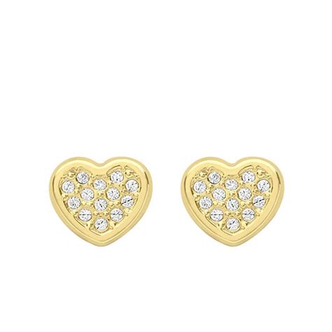 Boucles D Oreilles Coeurs Or Jaune Zircones Emanessence Ocarat