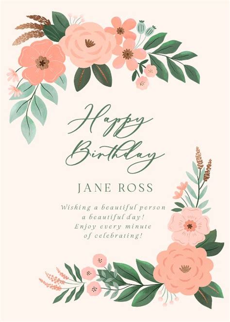Peach Peonies Birthday Card Greetings Island