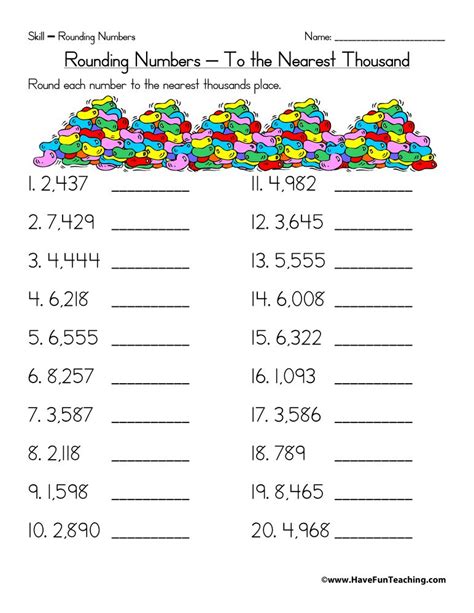 Printable Worksheets For Rounding Numbers