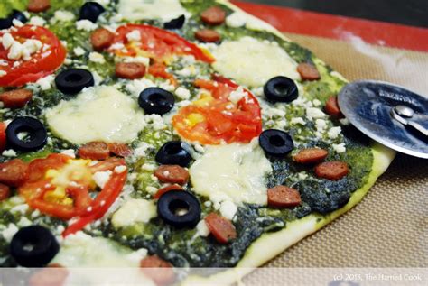 The Harried Cook Basil Walnut Pesto And A Quick Crust Pizza With Feta