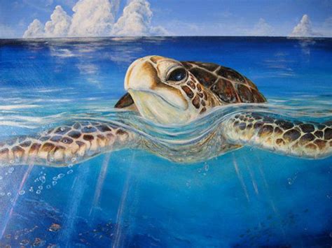 Canvas Sea Turtle Acrylic Painting