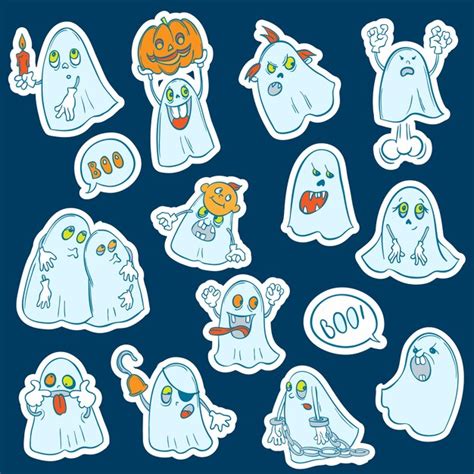 Premium Vector Halloween Set Of Stickers Ghosts