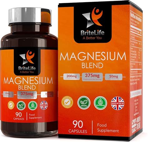 Magnesium Malate Glycinate Citrate Triple Complex [375 Mg] By Britelife High Strength 90