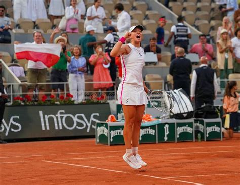 Iga Swiatek Of Poland Celebrates Victory After Women Semi Final Match