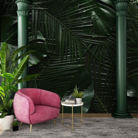 Jungle Leaf Wallpaper Removable Wallpaper Tropical Temporary Etsy