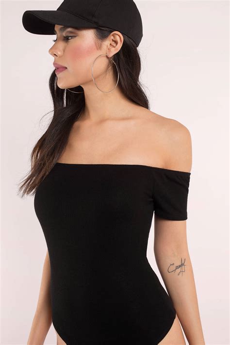 Cute Black Bodysuit Off Shoulder Bodysuit Black Bodysuit 24