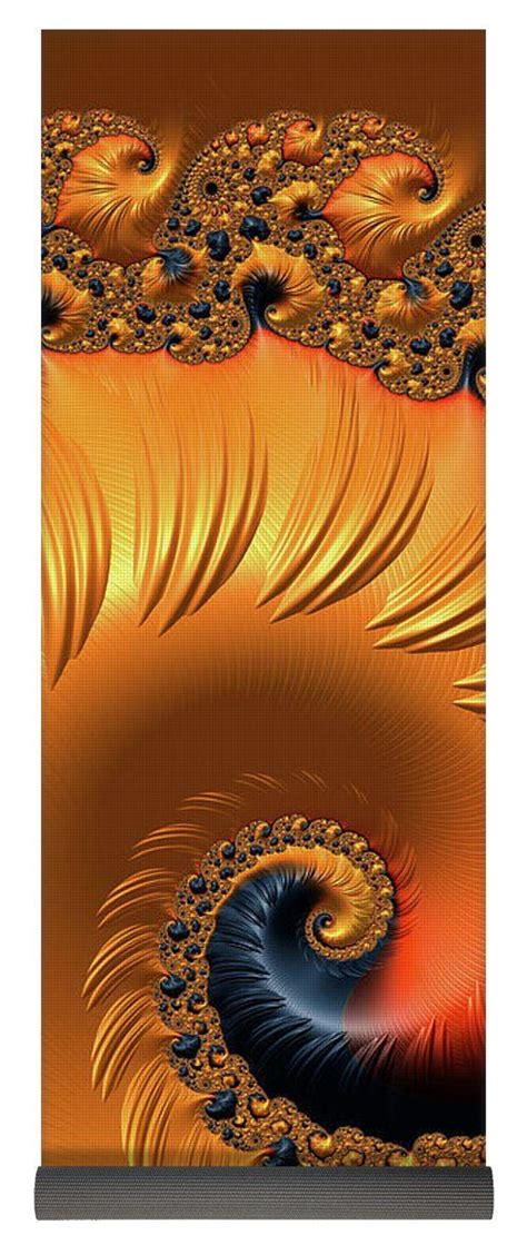 Orange Fractal Spiral Warm Tones Yoga Mat By Matthias Hauser Fractals