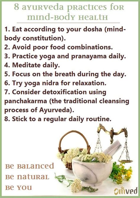 8 Ayurveda Practices For Mind Body Health Be Balanced Be Natural Be