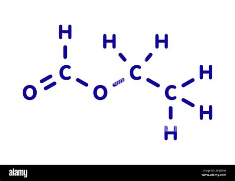 Ethyl formate (ethyl methanoate) molecule. Blue skeletal formula on white background Stock Photo ...