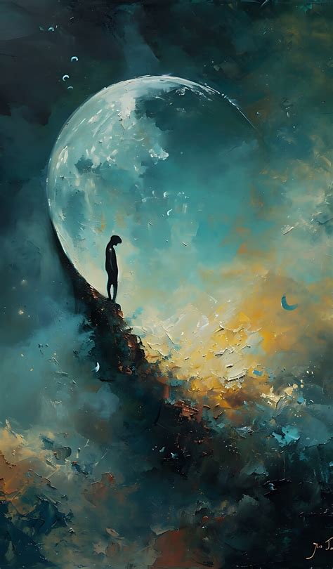 Wall Art Print Boy On The Moon Oil Painting Europosters