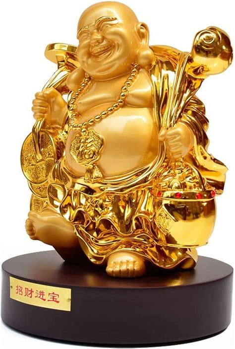 Handgemachte Vergoldete Harz Lachende Buddha Statuen Chinesische Feng