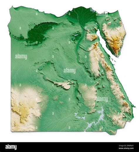 Égypte Rendu détaillé en 3D d une carte de relief ombrée avec des