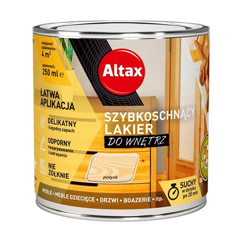 ALTAX LAKIER DO WNĘTRZ 250ml BEZBARWNY POŁYSK 18 79 zł Bejce