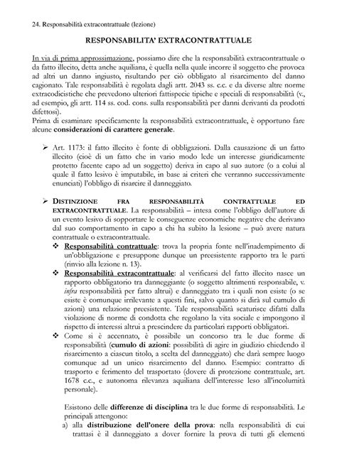 Responsabilità extracontrattuale riassunto RESPONSABILITA