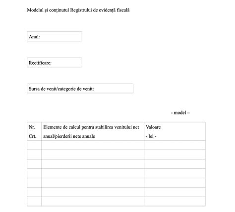 Registrul De Evidenta Fiscala Obligatii Si Model