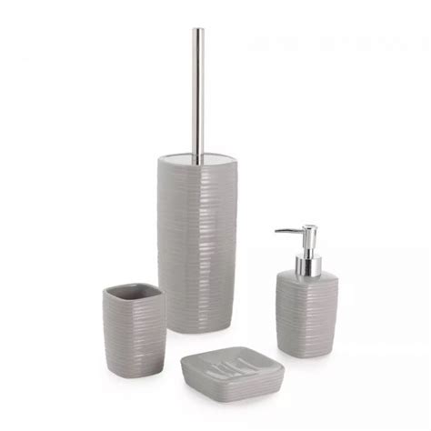 Set 4 Accessori Appoggio In Ceramica Grigio Serie Kelly Di Gedy