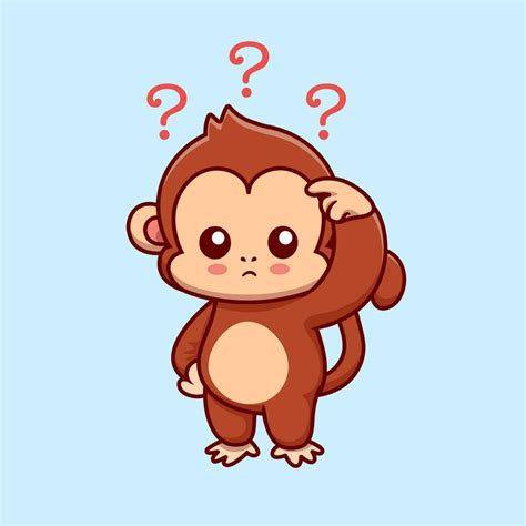 Cute Monkey Confused Cartoon Vector Icon Illustration. Animal Nature ...