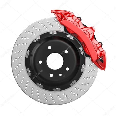 Automobile Brake Disk With Red Caliper ⬇ Stock Photo Image By