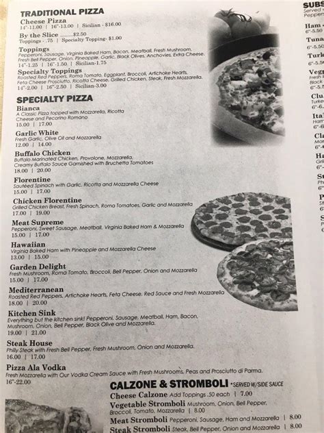 Menu at Ray's Pizza pizzeria, Chesapeake, Cedar Rd