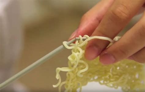 Knitting With Instant Ramen Noodles Just Like Eating Them Soothes The