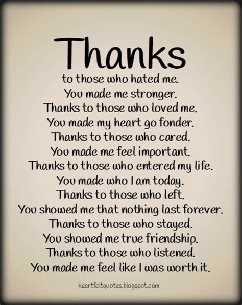 Heartfelt Love And Life Quotes My Special Thanks