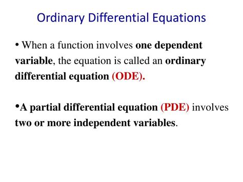 Ppt Part Ordinary Differential Equations Odes Powerpoint