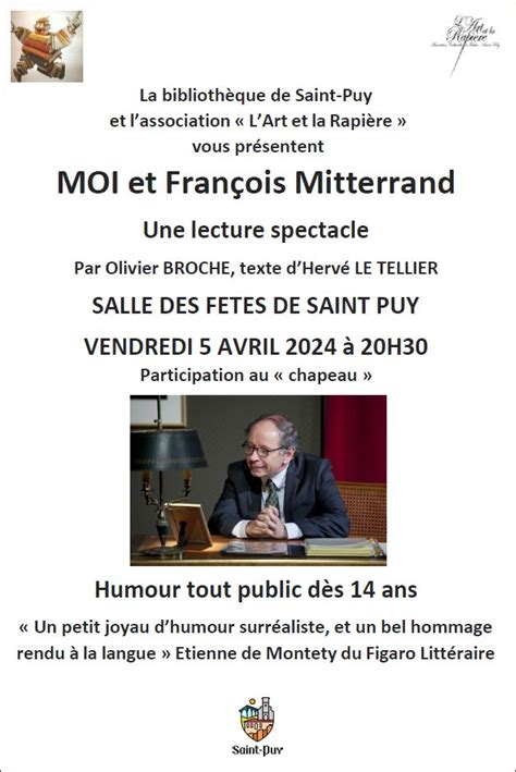 Spectacle Moi et François Mitterrand Mairie de Saint Puy