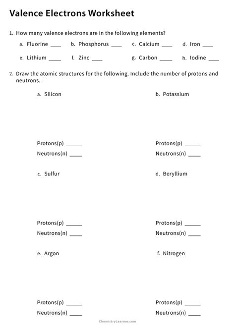 Valence Electrons And Ions Worksheet