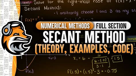 Secant Method Theory Examples And Code Numerical Methods Youtube