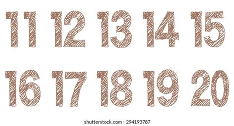 Brown Sketchy Numbers 11 20 Stock Illustration 294193787 Shutterstock