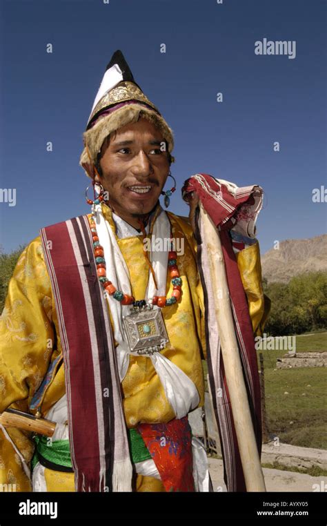 Traditional Dress Ladakhi Man During Ladakh Festival Leh Ladakh India