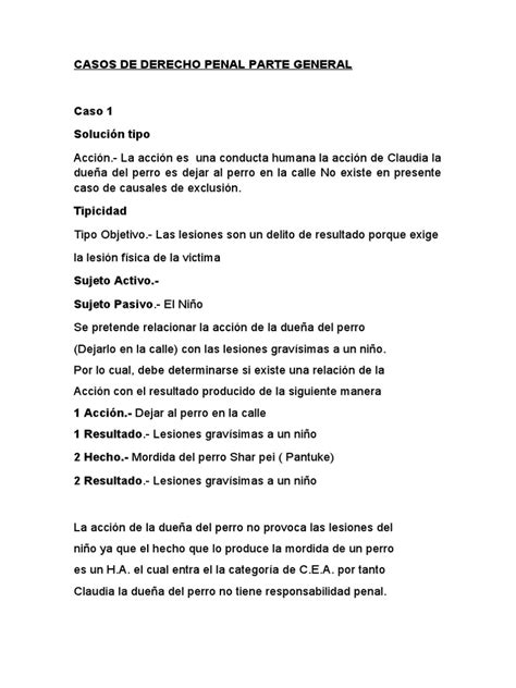 Casos De Derecho Penal Parte General Pdf Intención Derecho Penal