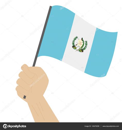 Hand Holding And Raising The National Flag Of Guatemala Stock Vector By