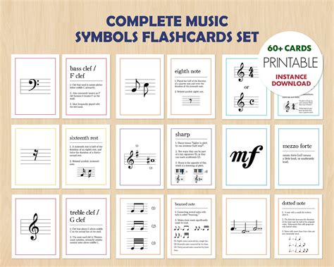 Music Symbols Flashcards Printable Set Music Theory Etsy Australia