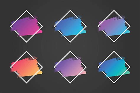 Brush Strokes Over Frames Rectangle Sticker Background Vector