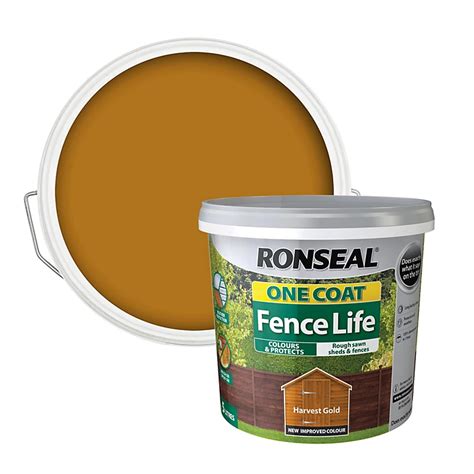 Ronseal One Coat Fence Life Harvest Gold Matt Exterior Wood Paint 5l