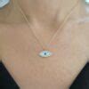 K Real Solid Gold Evil Eye Mother Of Pearl Necklace For Women