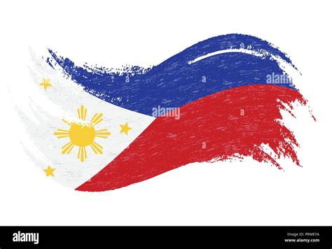 National Flag Of Philippines Designed Using Brush Strokes Isolated On