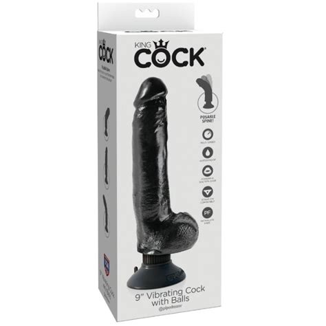 KING COCK DILDO VIBRADOR CON TESTICULOS 23 CM NEGRO Seductime Sex Shop