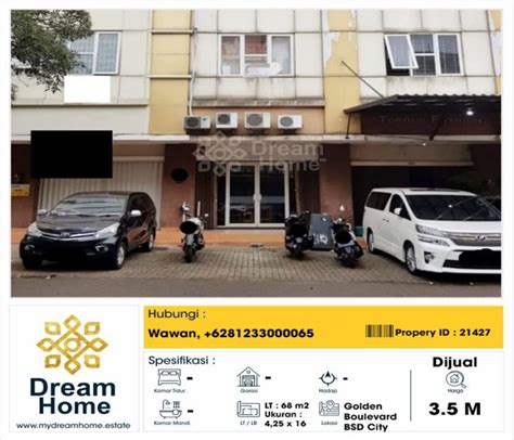 Dijual Ruko Golden Boulevard Bsd City Ruko Dijual Di Kota Tangerang