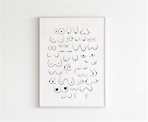 Boob Art Digital Art Print Nipple Art Minimalist Nude Art Etsy