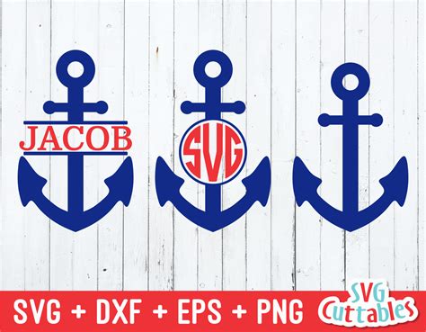 Anchor Svg Split Anchor Anchor Monogram Frame Svg Eps Etsy