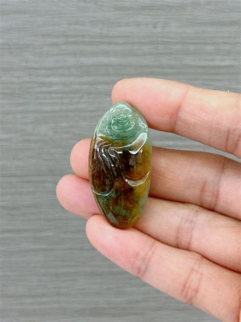 Happy Buddha Jadeite Pendant Buddha Jade Necklace Untreated Natural