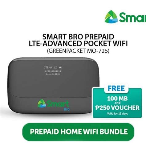 Smart Bro Prepaid LTE A Pocket WiFi CAT6 GREENPACKET MQ 725 FREE