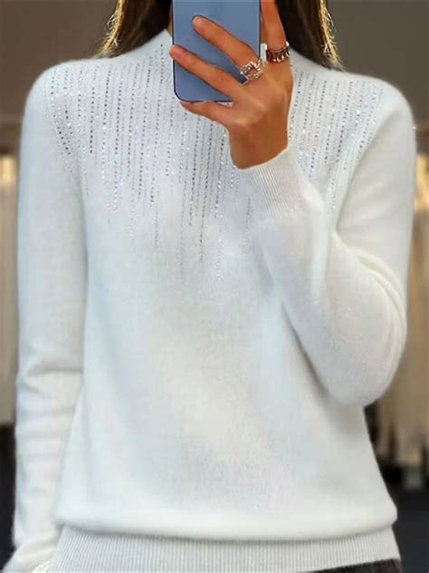 Women Wool Knitting Plain Holiday Long Sleeve Comfy Casual Sweater