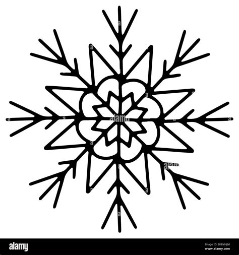 Simple Outline Snowflake Sign Doodle Snowflake Icon Stock Vector Image