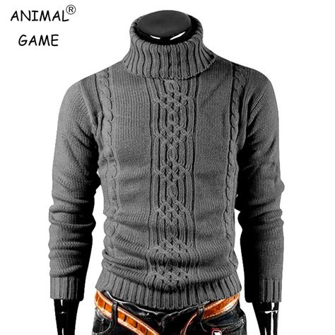 Autumn Winter Men S Warm Sweater Long Sleeve Turtleneck Sweater Retro