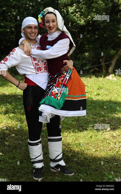 Vratsa, Bulgaria - June 23, 2019: People in traditional authentic folk ...